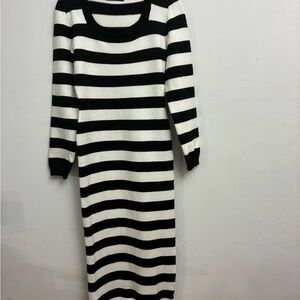 SHEIN Black and White Long Sleeve Dress
